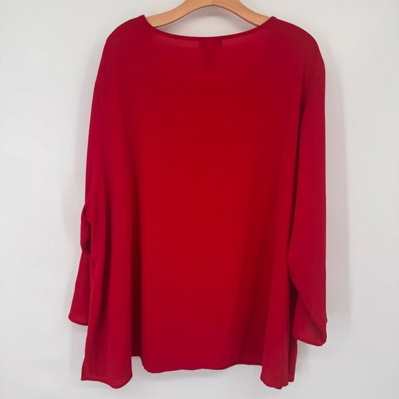 Catherines Red V-Neck Long Sleeve Top Rhinestone Accent size 3X 26/28W - Picture 11 of 11